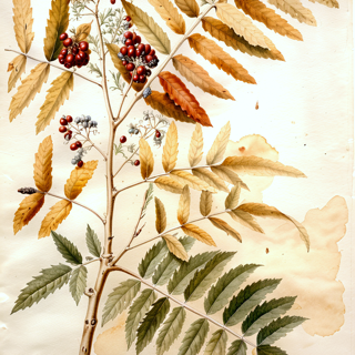 Ilustración botánica de Schinus dependens
