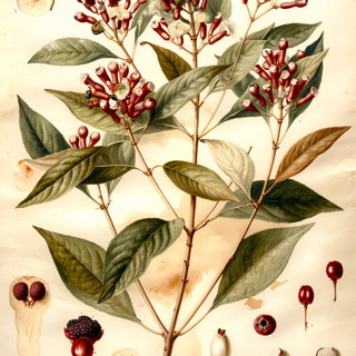 Ilustración botánica de Clavo de olor